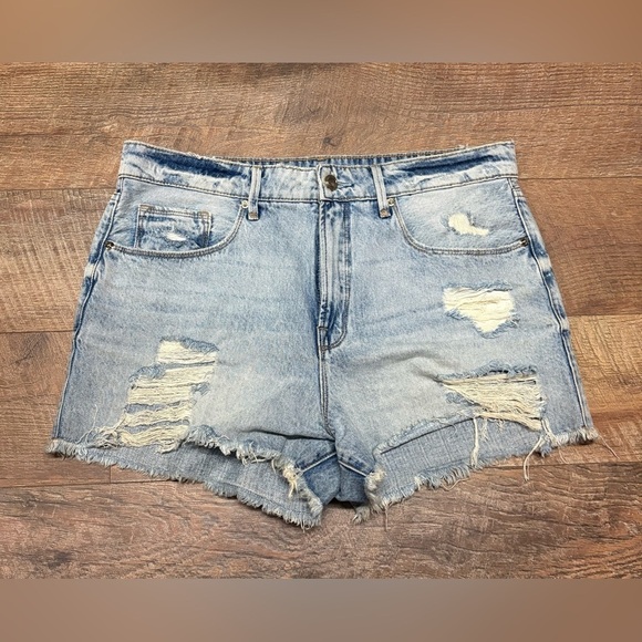 Good American Pants - Good American High Rise 100% Cotton Distressed Denim Shorts Size 10